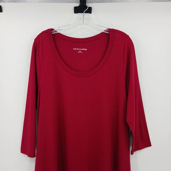 Soft Surroundings SANTIAGO Red Maxi Dress Large Cotton Modal - Picture 6 of 15